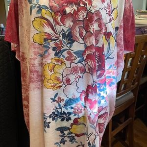 NWOT Terra & Sky Womans Pink Floral Shirt - 4X (28W-30W)
